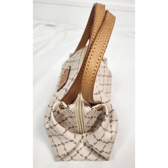 Rioni Small Leather Cream & Brown Signature 'The Baby Evening Bag' NWOT - Picture 2 of 7